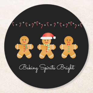 Baking Spirits Bright Gingerbrood Mannen Ronde Kartonnen Onderzetter