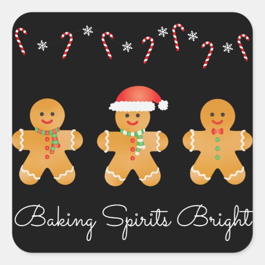 Baking Spirits Bright Gingerbrood Mannen Vierkante Sticker (Voorkant)