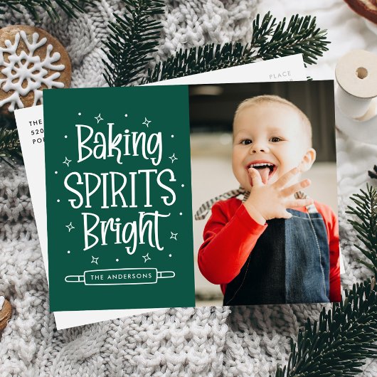 Baking Spirits Bright Groene Foto Feestdagenkaart