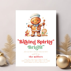 Baking Spirits Bright Holiday Christmas Bake Party Kaart