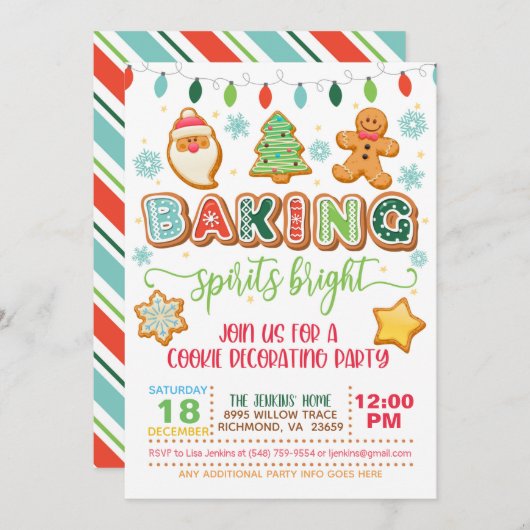 Baking Spirits Bright Invitation - White Kaart (Voorkant / Achterkant)