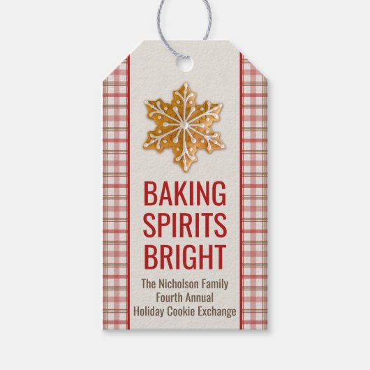 Baking Spirits Bright | Kerstkoekje gelegd Cadeaulabel (Voorkant)