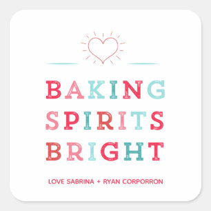 Baking Spirits Bright kleurrijke Typografie Cookie Vierkante Sticker