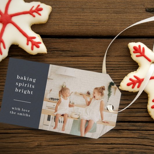 Baking Spirits Bright | Moderne Kinder foto met st Cadeaulabel