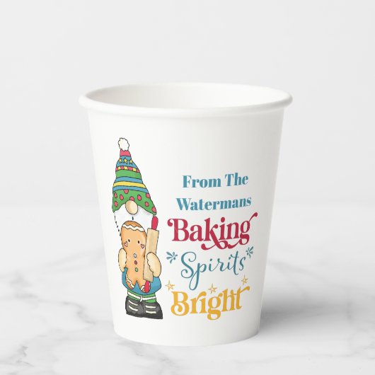 Baking Spirits Bright Monogram Cookie Kerstmis Papieren Bekers (Voorkant)