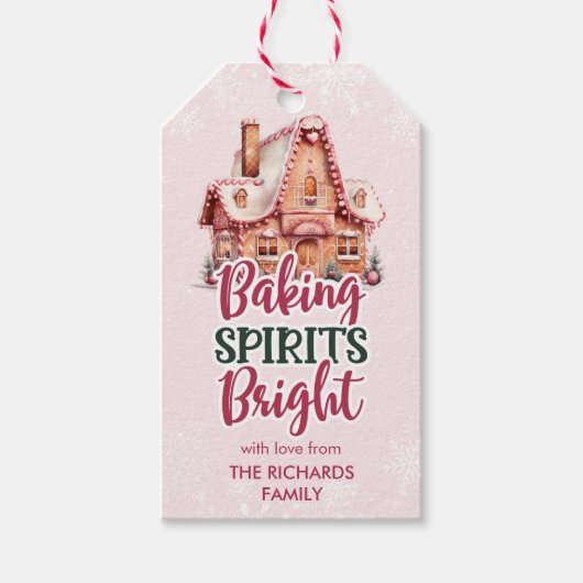 Baking Spirits Bright Pink Gingerbread House Favor Cadeaulabel (Voorkant)