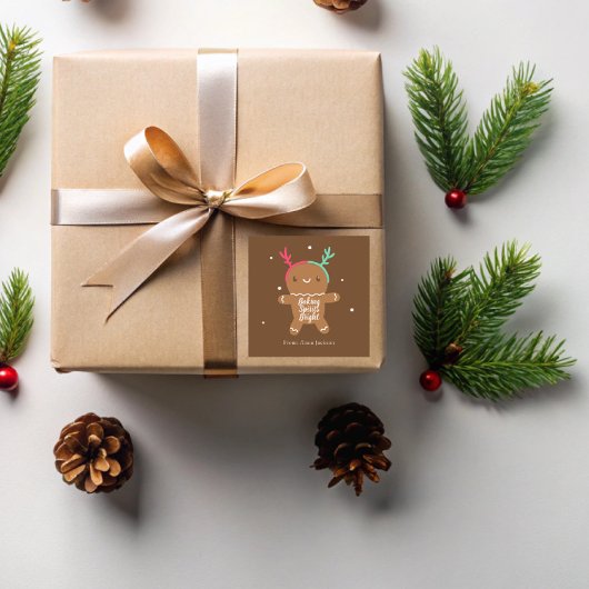 Baking Spirits Bright Rendierdrop Koek  Vierkante Sticker