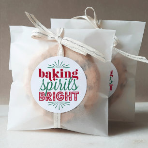 Baking Spirits Bright Typografie Holiday Baking Ronde Sticker
