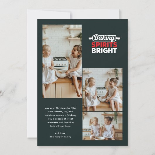 Baking Spirits Heldere Diepgroene Kerst Kaart (Voorkant)