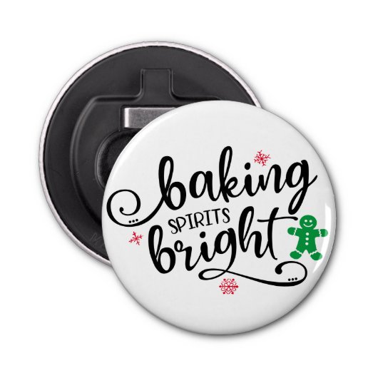 baking spirits | Kerstvakantie Fun Button Flesopener (Voorkant)