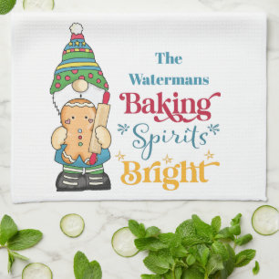 Baking Spirits voor helder kerstvakantiemonogram Theedoek
