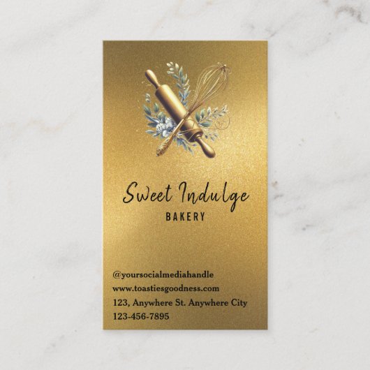 Baking Utensil QR Code Gold Glitter Bakkerij Visitekaartje (Voorkant)