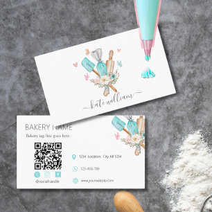 Baking Utensils Floral Pastry chef-kok Visitekaart Visitekaartje