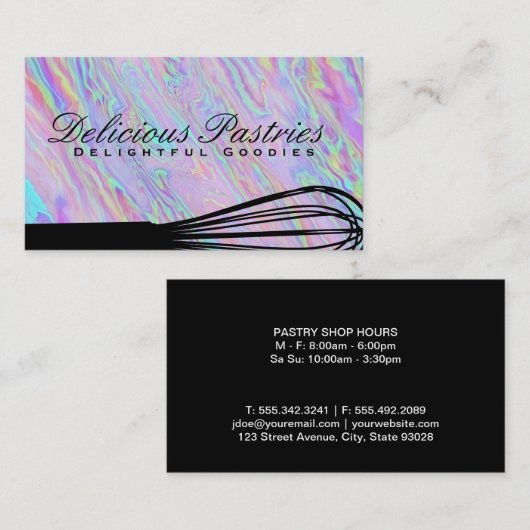 Baking Whisk | Iridescent Holographic Visitekaartje (Voorkant / Achterkant)