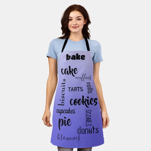 Baking Words Lavender Kitchen Apron Schort (Gedragen)