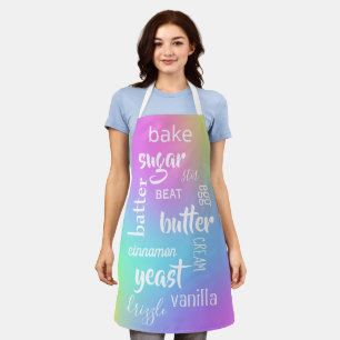 Baking Words Pastel Rainbow Colors Schort