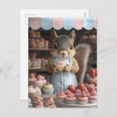 Bakken Eekhoorn met Cupcake Feestdagenkaart (Voorkant / Achterkant)