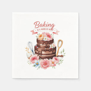 Bakken is een werk van het hart - chocoladetaart servet