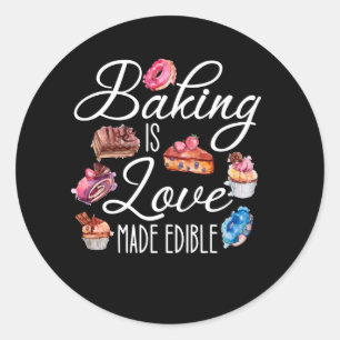 Bakken is liefde eetbaar ronde sticker