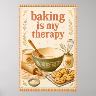 Bakken is mijn therapie Vintage keuken bakkunst Poster