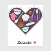 Bakken Koken Hart Hobby Uitknip Sticker Decal (Vel)