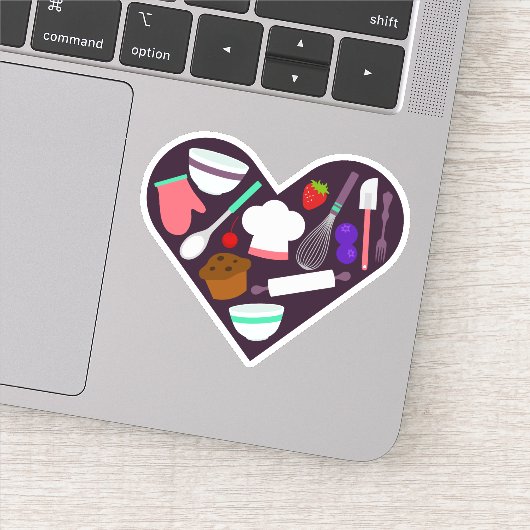 Bakken Koken Hart Hobby Uitknip Sticker Decal (Detail)