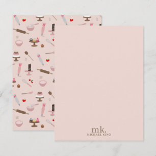Bakken & Kookgerei Bakkerij Koken Monogram Notitiekaartje