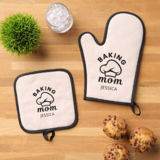 Bakken Mama Gepersonaliseerde Geschenken voor Mama Ovenwant & Pannenlap Set