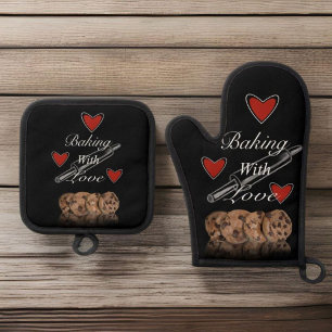 Bakken met liefde ovenwant & pannenlap set