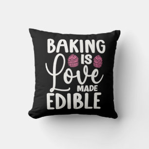 Bakker bakken is liefde gemaakt eetbare bakkerijta kussen