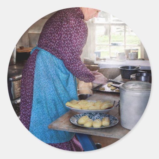 Bakker - Het bereiden van het diner Ronde Sticker (Voorkant)