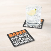 Bakker Ik probeer dingen grappig te maken, koel ze Vierkante Kartonnen Onderzetter (Insitu)