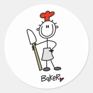 Bakker met Scraper Ronde Sticker