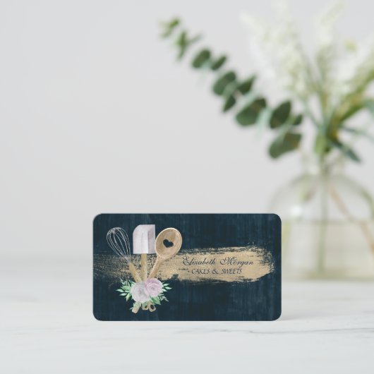 Bakkergebak Handgereedschap Penseelstreken Blauw Visitekaartje (Staand voorkant)