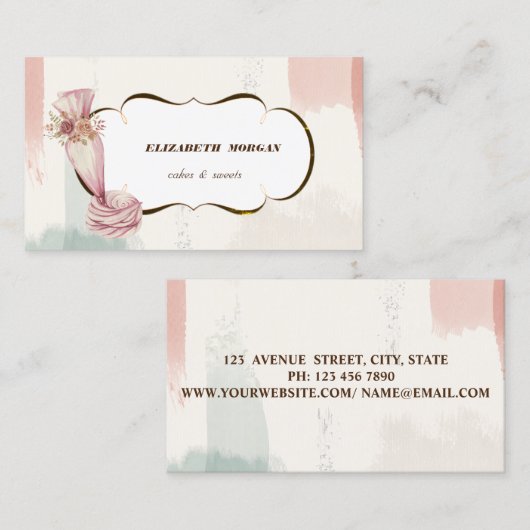 Bakkergereedschap Pipet, Waterverf penseelstreek Visitekaartje (Voorkant / Achterkant)