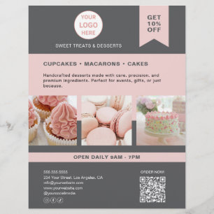 Bakkerij aangepast logo grijs roze flyer