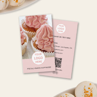 Bakkerij Aangepaste Foto Logo QR Roze Bedrijfskaar Visitekaartje