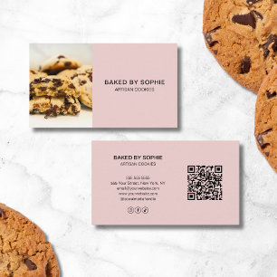Bakkerij Aangepaste Foto QR Code Roze Visitekaartje