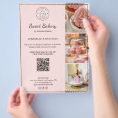 Bakkerij aangepaste logo foto QR-code roze flyer (Hand)