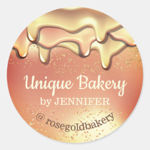 Bakkerij Abstract Roze Goud Druipende honing Ronde Sticker