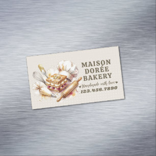 Bakkerij Banketbakker Aquarel Goud Bakken Catering Magnetisch Visitekaartje