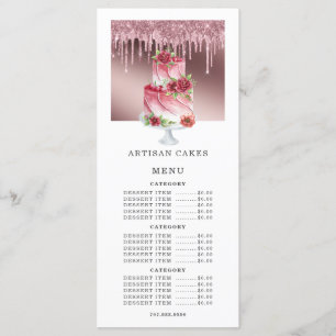 Bakkerij Banketbakker Cake Roze Goud Glitter Drupp Menu