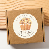 Bakkerij Bedankt Cupcake Chocolade Muffin Rustiek Ronde Sticker