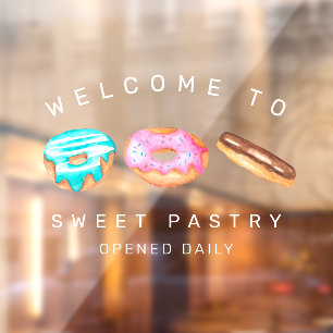 Bakkerij bedrijf welkomstbord waterverf donuts raamsticker