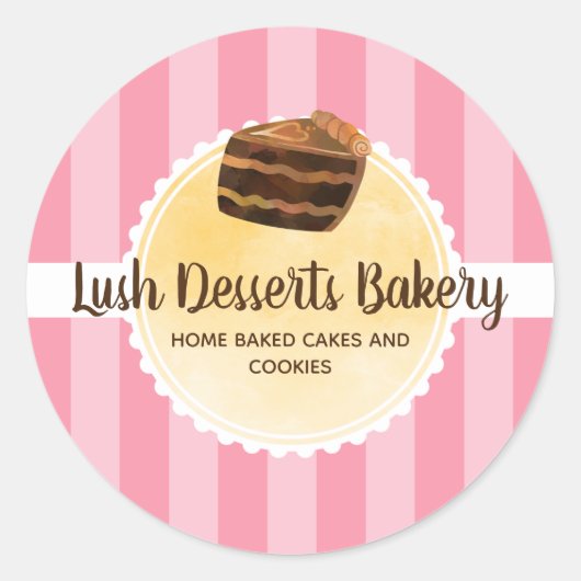 Bakkerij Bedrijfs Roze Gele Cake Verpakking Ronde Sticker (Voorkant)