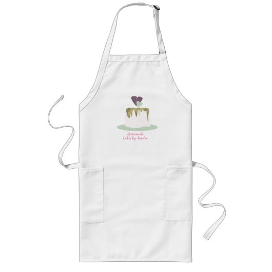 Bakkerij Bedrijfs Tier Trouw Eén Laag Cake Logo B Lang Schort (Voorkant)