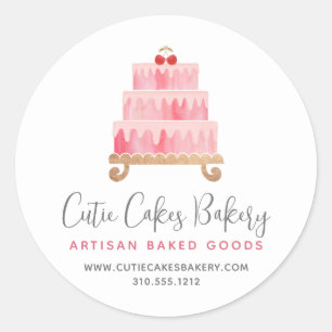 Bakkerij Blush Roze Cake Gebak Chef Dessert Modern Ronde Sticker