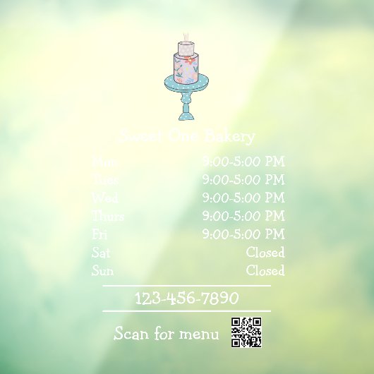 Bakkerij Boutique Zakelijk Raamsticker (Vel 3)