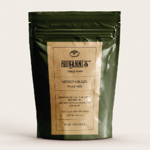 Bakkerij Brood Mix Label Bruin Kraft Papier