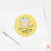 Bakkerij Business Gele Cake Dessert Verpakking Ronde Sticker (Envelop)